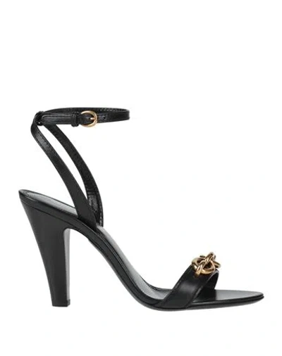 Versace Woman Sandals Black Size 7.5 Calfskin