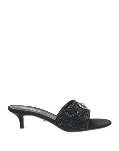Versace Woman Sandals Black Size 7.5 Textile Fibers