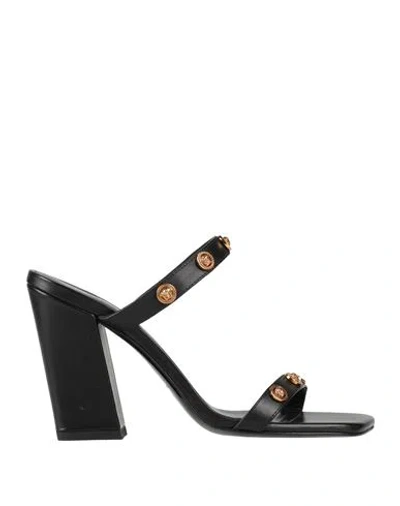 Versace Woman Sandals Black Size 8 Calfskin