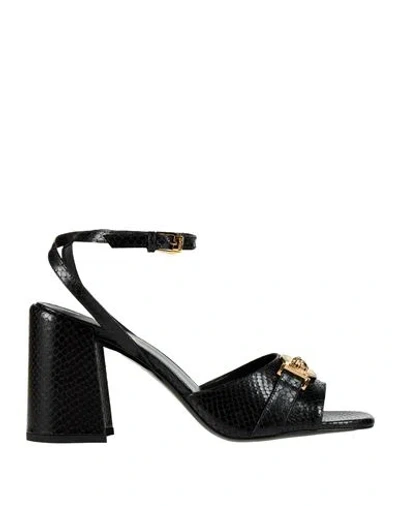 Versace Woman Sandals Black Size 8 Calfskin