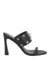 Versace Woman Sandals Black Size 8 Leather In Black