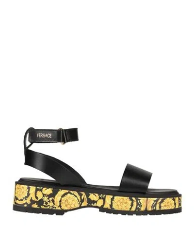 Versace Woman Sandals Black Size 8 Leather