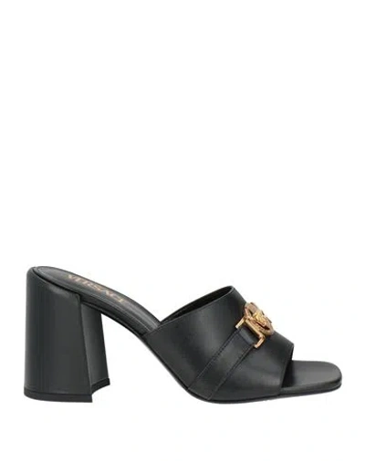 Versace Woman Sandals Black Size 8 Leather