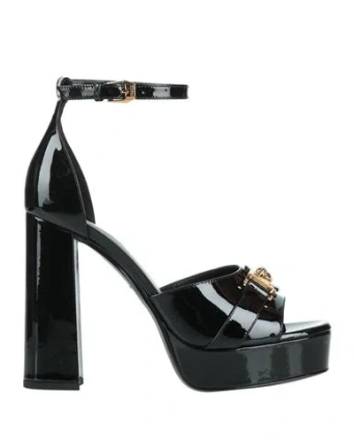 Versace Woman Sandals Black Size 8 Leather