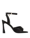 Versace Woman Sandals Black Size 8 Textile Fibers