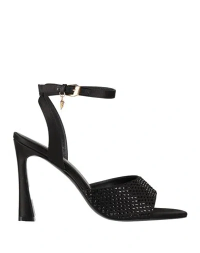 Versace Woman Sandals Black Size 8 Textile Fibers