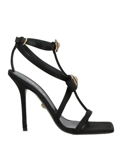 Versace Woman Sandals Black Size 8 Textile Fibers
