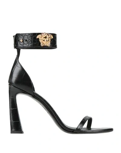 Versace Woman Sandals Black Size 9 Calfskin