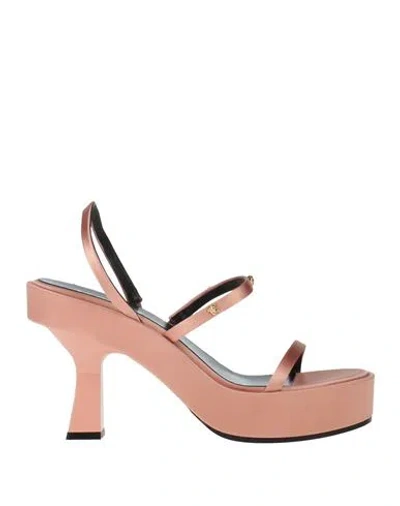 Versace Woman Sandals Blush Size 9 Textile Fibers In Pink