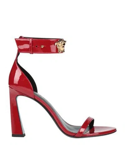 Versace Woman Sandals Brick Size 8 Leather In Red