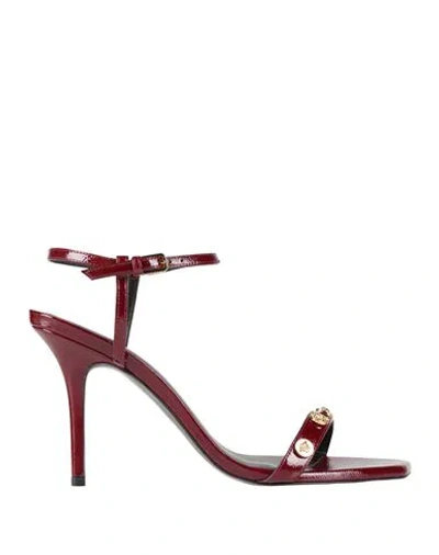 Versace Woman Sandals Burgundy Size 7 Calfskin