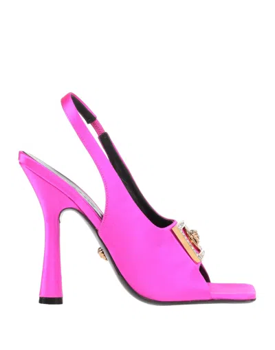 VERSACE VERSACE WOMAN SANDALS FUCHSIA SIZE 8 TEXTILE FIBERS
