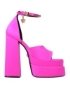 Versace Woman Sandals Fuchsia Size 8 Textile Fibers In Pink
