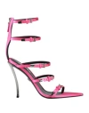 Versace Woman Sandals Fuchsia Size 7.5 Textile Fibers In Pink