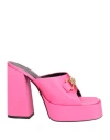 Versace Woman Sandals Fuchsia Size 8 Textile Fibers In Pink
