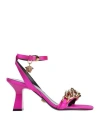 Versace Woman Sandals Fuchsia Size 8 Textile Fibers In Pink