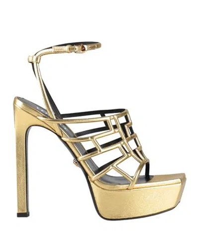 Versace Woman Sandals Gold Size 11 Leather