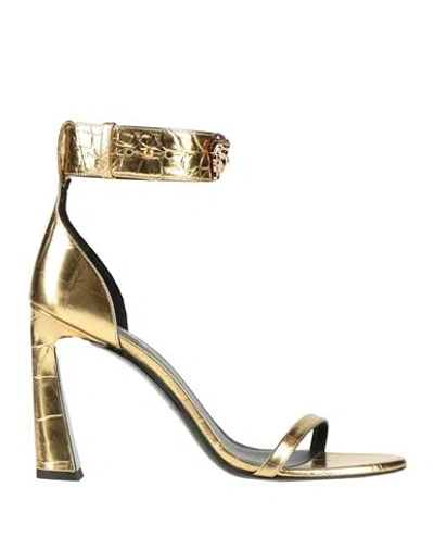 Versace Woman Sandals Gold Size 8 Calfskin