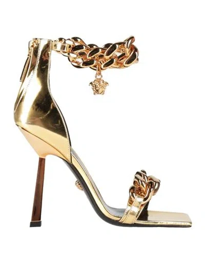 Versace Woman Sandals Gold Size 8 Calfskin