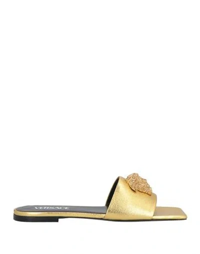 Versace Woman Sandals Gold Size 8 Leather