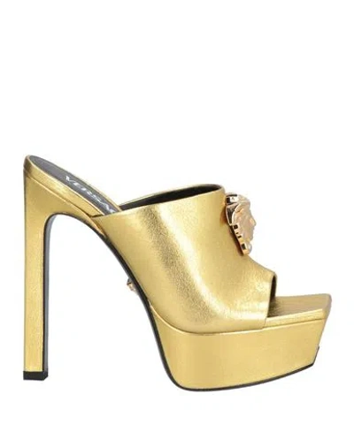 Versace Woman Sandals Gold Size 8 Leather