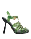 Versace Woman Sandals Green Size 8 Textile Fibers