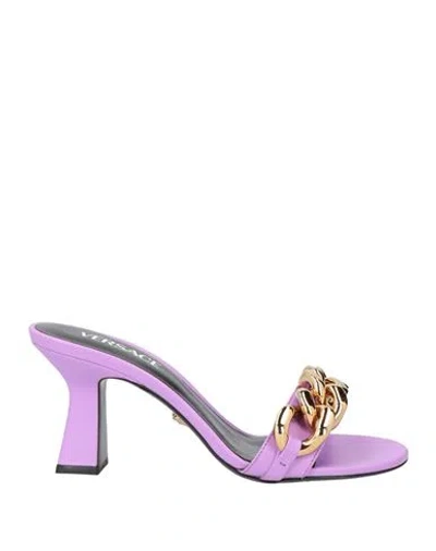Versace Chain-link Mule Sandals In Purple