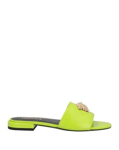 Versace Woman Sandals Lime Green Size 8 Leather