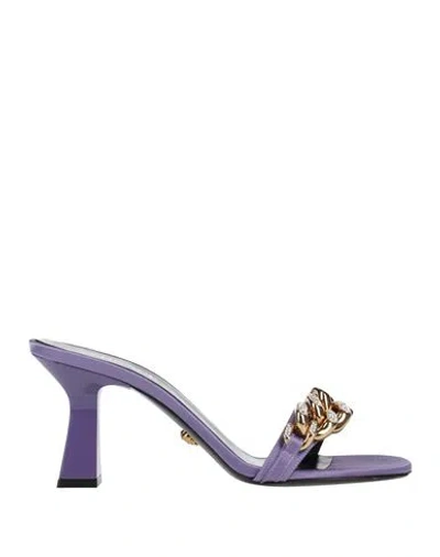 Versace Woman Sandals Mauve Size 8 Textile Fibers In Purple