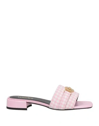 Versace Woman Sandals Pink Size 10 Textile Fibers