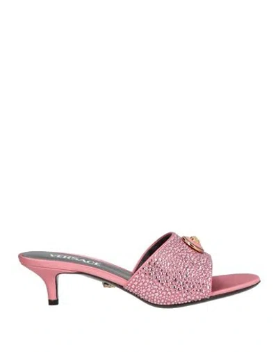 Versace Woman Sandals Pink Size 6 Textile Fibers In Multi