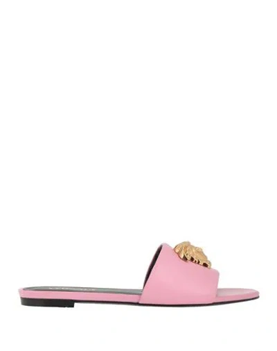 Versace Woman Sandals Pink Size 7 Calfskin In Multi