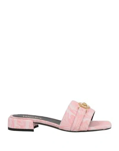 Versace Woman Sandals Pink Size 8 Textile Fibers