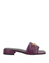 Versace Woman Sandals Plum Size 7 Leather In Purple
