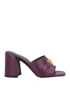 Versace Woman Sandals Plum Size 8 Leather In Purple