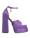 Versace Crystal-studded Platform Sandal In Orange