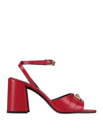 Versace Woman Sandals Red Size 8 Calfskin