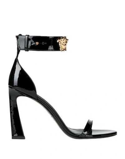 Versace Woman Sandals Red Size 8 Leather In Black