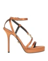 Versace Woman Sandals Rust Size 5.5 Textile Fibers In Red