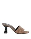 Versace Embellished Logo-jacquard Canvas Mules In Beige