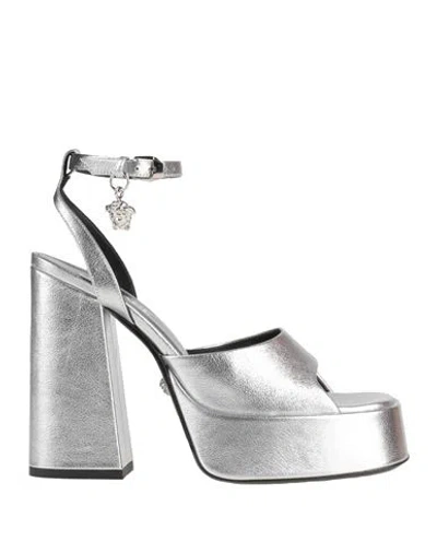 Versace Woman Sandals Silver Size 8 Calfskin