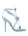 Versace Woman Sandals Sky Blue Size 7 Textile Fibers