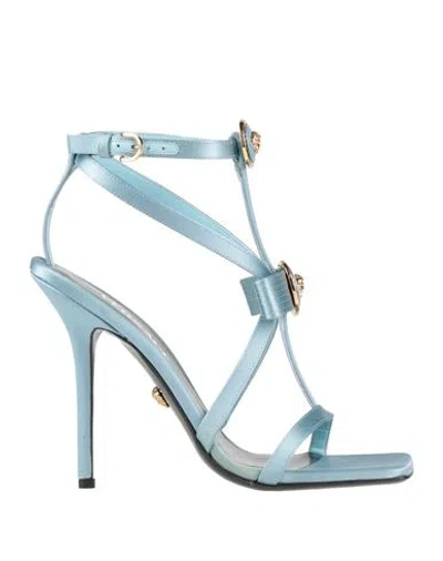 Versace Woman Sandals Sky Blue Size 7 Textile Fibers