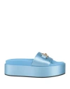 Versace Woman Sandals Sky Blue Size 9 Textile Fibers