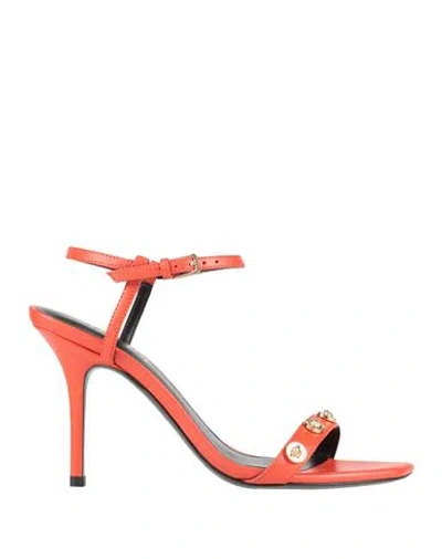Versace Woman Sandals Tomato Red Size 8 Leather
