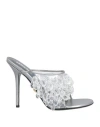 Versace Women's Bead Embellished Mule Sandals In Silver