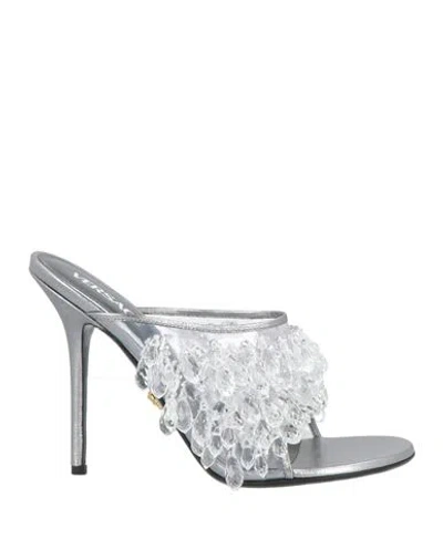 Versace Woman Sandals Transparent Size 7 Calfskin, Vinyl
