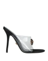 Versace Medusa Clear Stiletto Mule Sandals In Black