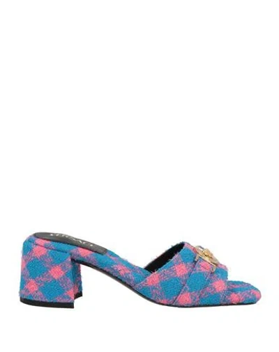 Versace Woman Sandals Turquoise Size 8 Textile Fibers In Blue