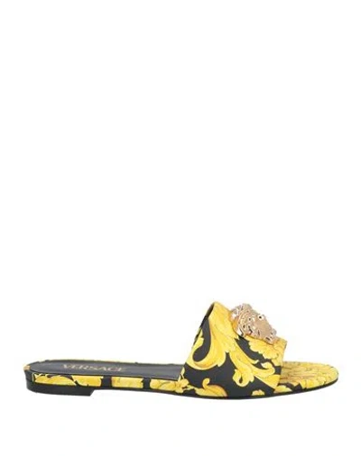 Versace Woman Sandals Yellow Size 8 Calfskin